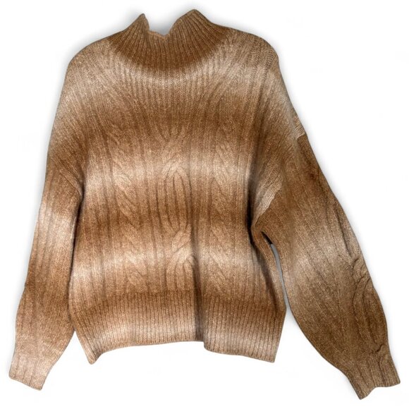 Banana Republic Alpaca Blend Space Dye Camel Brown Cable Knit Sweater L - Picture 1 of 10